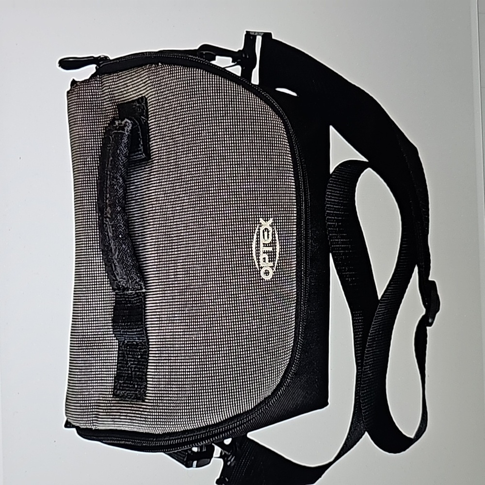 Vintage Optex Camera Bag, Adjustable Shoulder Strap, Black & Gray